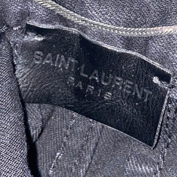 Yves St. Laurent MENS black skinny jeans 33W/ 34 long distressed knee - Picture 4 of 5